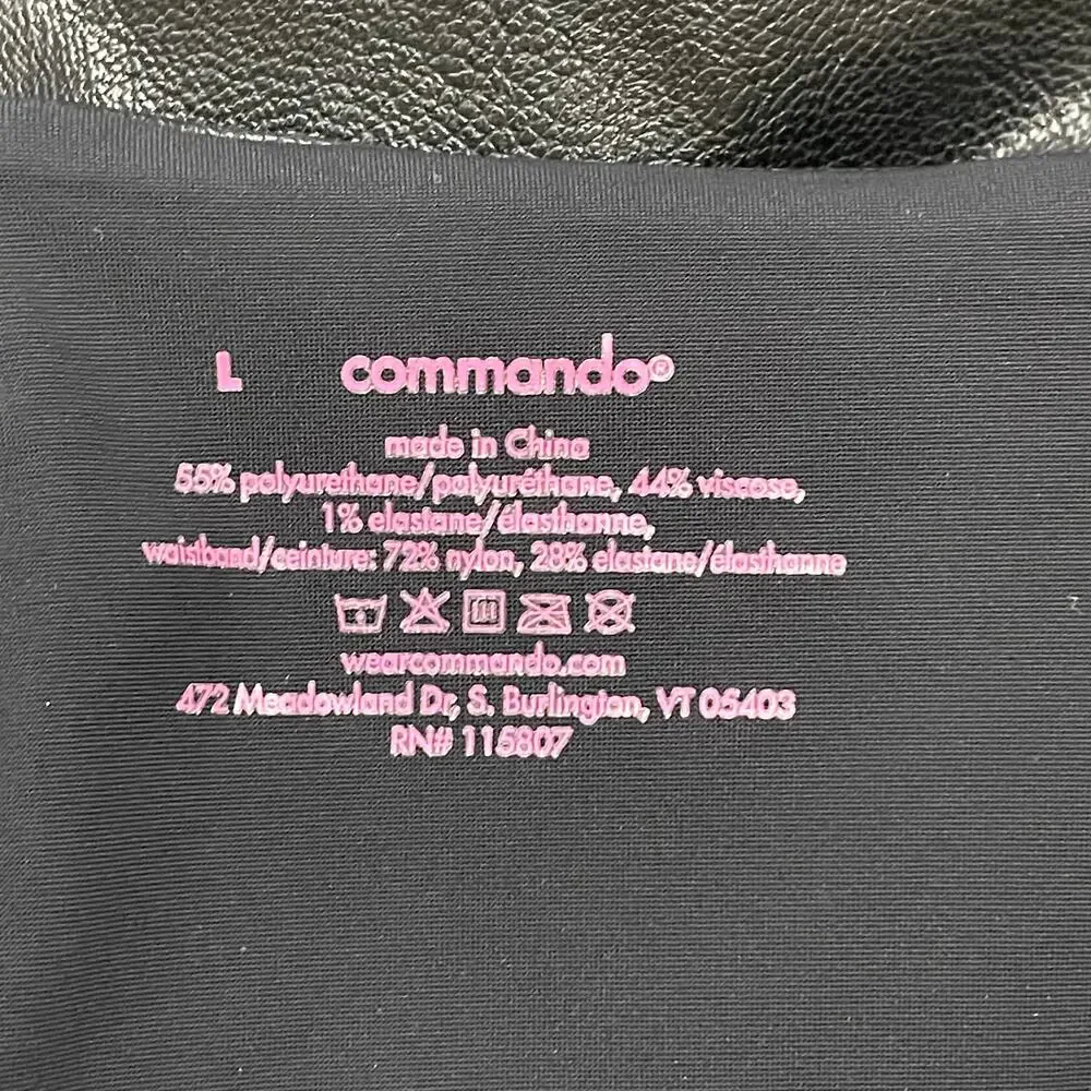 Commando Faux Leather Flare Pants Womens Large Black High Rise Pull On Stretch